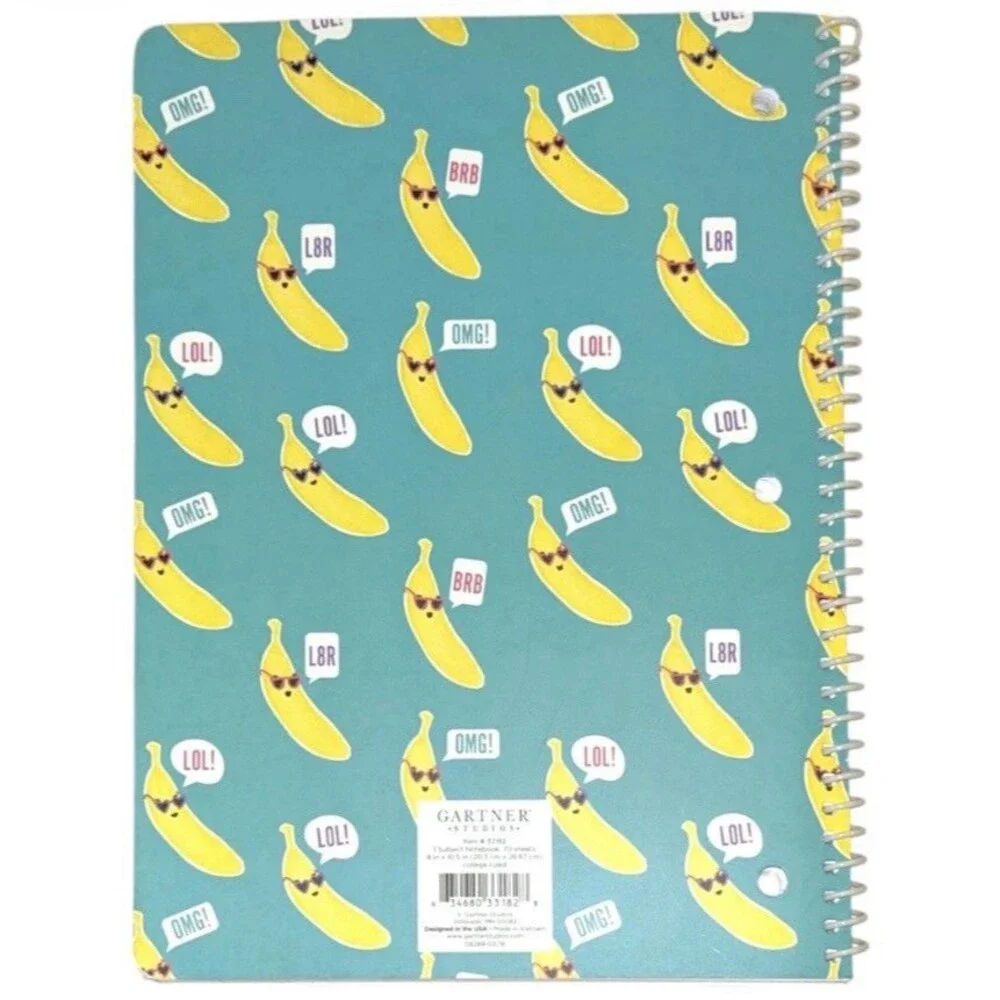 2x Gartner Studios Decorative College Ruled Spiral Notebook 70 Sheets Each